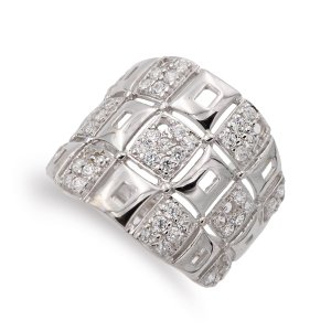 18K SORTIJA ORO BLANCO ANCHA CON CIRCONITAS ANCHO 18 MM