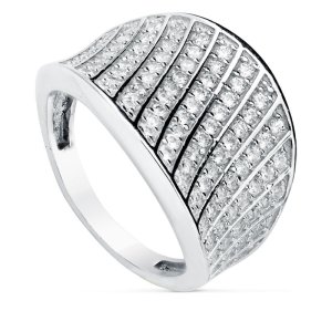 18K SORTIJA ANCHA ORO BLANCO CIRCONITAS