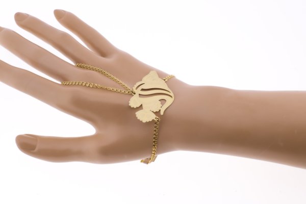 18K PULSERA ORO AMARILLO INDIA CON PEZ LASER MATIZADO. - Imagen 2