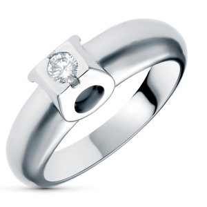 18K SOLITARIO ORO BLANCO DIAMANTE 0.15 QTS. ANCHO: 6,5 MM