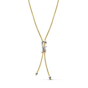 18K GARGANTILLA ORO BICOLOR FLOR LIS 45 CM PESO 7.35 GR