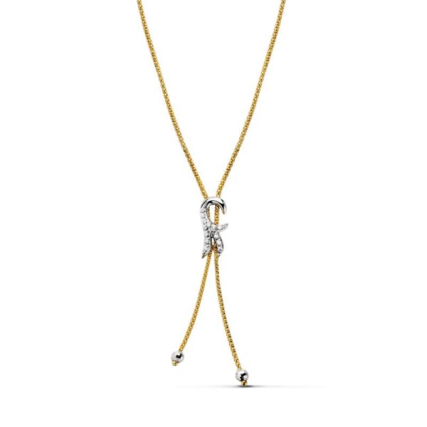 18K GARGANTILLA ORO BICOLOR FLOR LIS 45 CM PESO 7.35 GR
