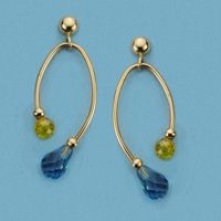 18K PENDIENTES LARGOS CON PIEDRAS. PRESION