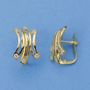 18K PENDIENTES BANDAS CIRCONITAS. 16 X 11 MM