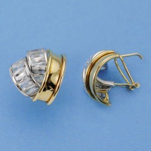 18K PENDIENTES BANDAS ORO BICOLOR 16 X 15 MM.