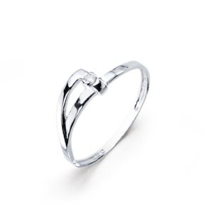 18K SORTIJA ORO BLANCO DIAMANTE TALLA BRILLANTE. 0.018  QTS. ANCHO: 5MM