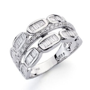 18K SORTIJA ORO BLANCO DIAMANTES TALLA BRILLANTE 0.120/0.450  QTS. ANCHO: 10MM