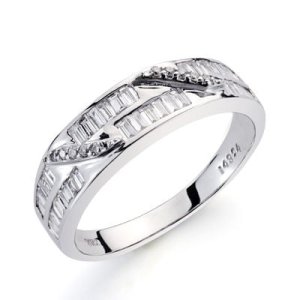 18K SORTIJA ORO BLANCO DIAMANTES TALLA BRILLANTE 0.030/0.410  QTS. ANCHO: 5MM