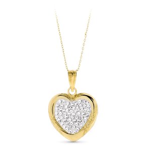 18k GARGANTILLA ORO BICOLOR CORAZON CIRCONITAS