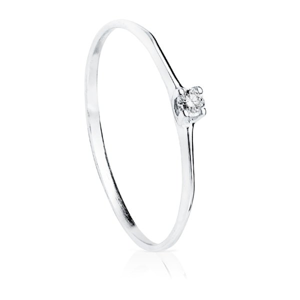 18K SOLITARIO ORO BLANCO DIAMANTE 0.055 QTS. SI-H ANCHO: 3MM