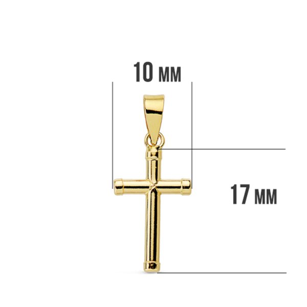 18K CRUZ ORO AMARILLO LISA TUBO HUECO 2.5 MM 16X11 MM - Imagen 2