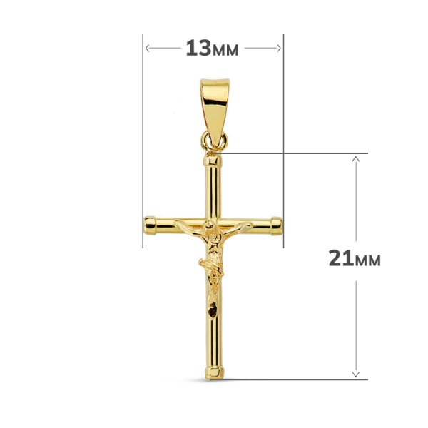 18K CRUZ ORO AMARILLO CON CRISTO TUBO HUECO 21 X 13 X 3 MM - Imagen 2
