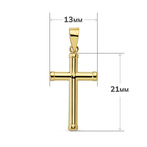 18K CRUZ ORO AMARILLO LISA TUBO HUECO 2.5 MM 21X13 MM - Imagen 2