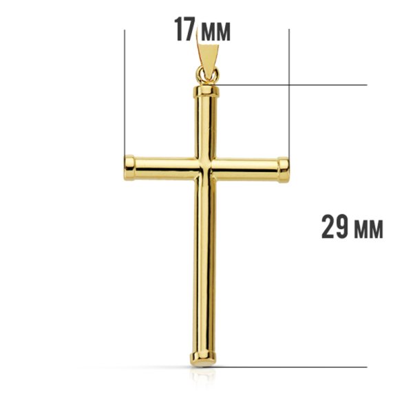18K CRUZ ORO AMARILLO HUECA LISA 29X17 MM TUBO 2.2 MM - Imagen 2