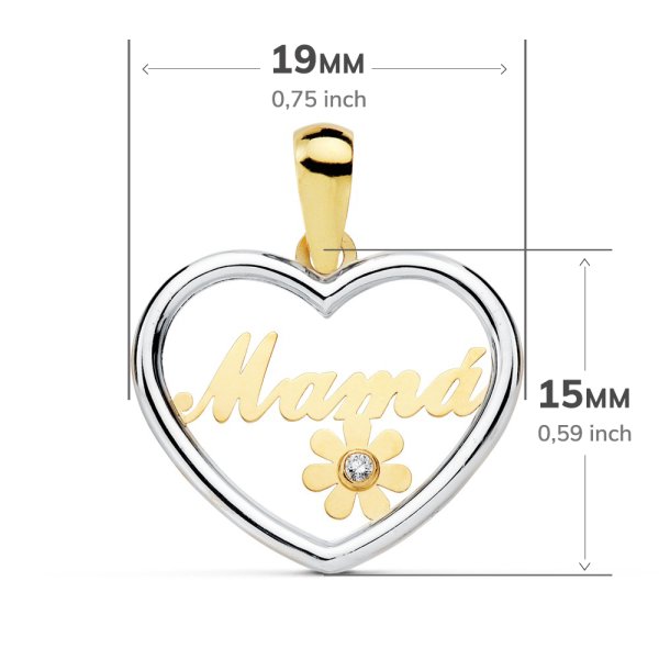 18K COLGANTE MAMA CORAZON BICOLOR 19X15 MM - Imagen 2