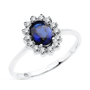 18K SORTIJA ORO BLANCO ZAFIRO DIFUSION  0.98 QTS. DIAMANTES 0.290 QTS. SI-H
