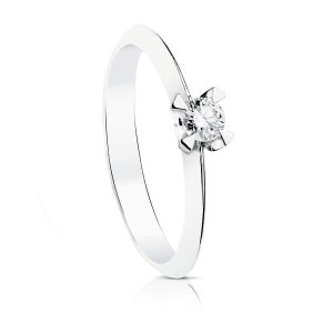 18K SOLITARIO DIAMANTE TALLA BRILLANTE ORO BLANCO 0.150 QTS. SI-H