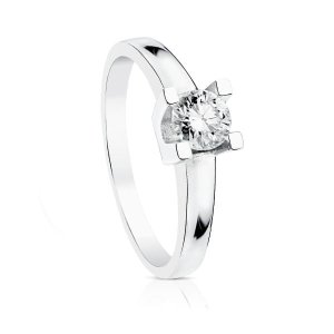 18K SOLITARIO ORO BLANCO DIAMANTE TALLA BRILLANTE 0.500 QTS. PUREZA SI COLOR H