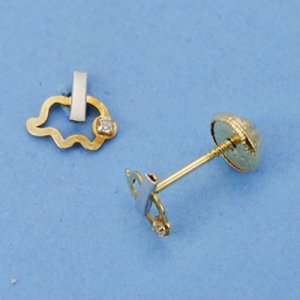 18K PENDIENTES ORO BICOLOR ELEFANTE. 6 X 6 MM.