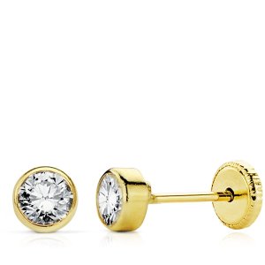 PENDIENTES CIRCONITA 9KTES. CHATON 4MM.