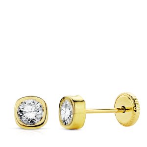 PENDIENTES 9KTES.CUADRADOS CIRCONITA 4MM