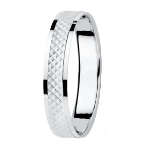 18K ALIANZA ORO BLANCO TALLADA Y BORDES EN BRILLO 3.5 MM