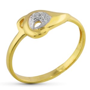 18K SORTIJA ORO BICOLOR CON MOTIVO Y CIRCONITAS. ANCHO: 7,5 MM
