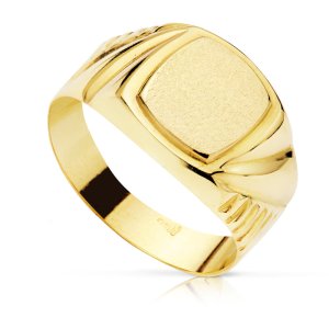 18K SELLO ORO AMARIILO CADETE HUECO TALLADO ZONA GRABADO 8 X 7 MM