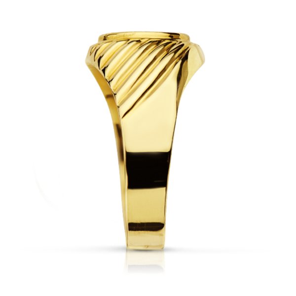 18K SELLO ORO AMARIILO HUECO TALLADO OVAL ZONA GRABADO 10 X 7.5 MM - Imagen 2
