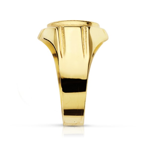 18K SELLO ORO AMARIILO HUECO TALLADO OVAL ZONA GRABADO 12 X 10.5 MM - Imagen 2