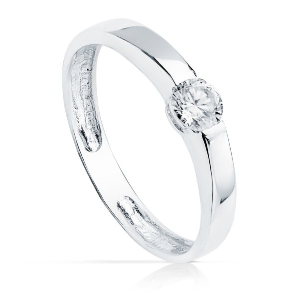 18K SOLITARIO ORO BLANCO CIRCONITA 4 MM