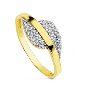 18K SORTIJA ORO BICOLOR CON CIRCONITAS. ANCHO: 8,5 MM
