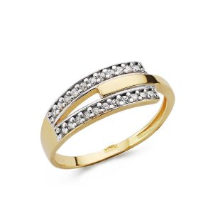 18K SORTIJA ORO BICOLOR CON CIRCONITAS. ANCHO: 7 MM