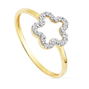18K SORTIJA BICOLOR FLOR 9X9 MM