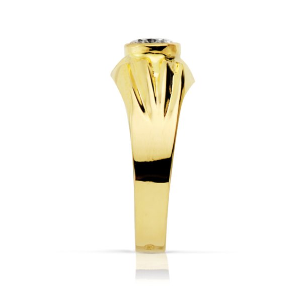 18K SOLITARIO ORO AMARILLO HUECO CON CIRCONITA EN BOCEL DE 5 MM - Imagen 2