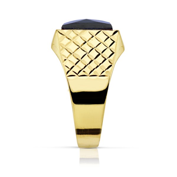 18K SELLO ORO AMARILLO CABALLERO PIEDRA ZAFIRO SPINEL 10X8 MM - Imagen 2