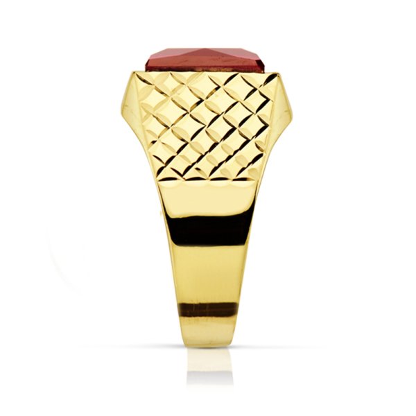 18K SELLO ORO AMARILLO CABALLERO PIEDRA RUBI SPINEL 10X8 MM - Imagen 2