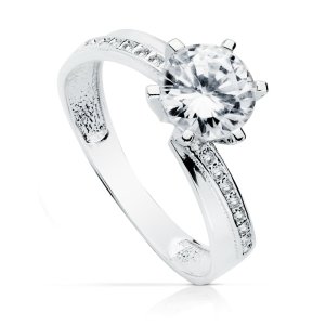 18K SOLITARIO ORO BLANCO CON CIRCONITAS Y 6 GARRAS CON CIRCONITA DE 7MM