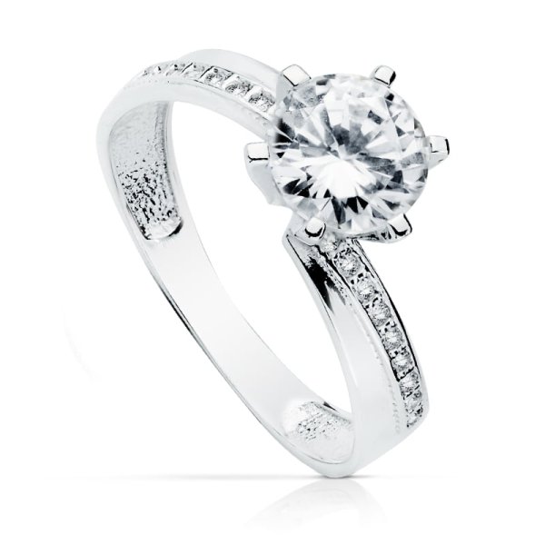 18K SOLITARIO ORO BLANCO CON CIRCONITAS Y 6 GARRAS CON CIRCONITA DE 7MM