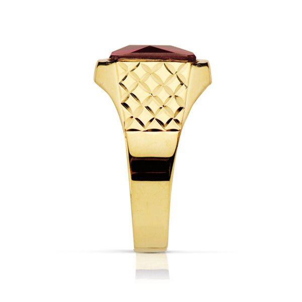 18K SELLO ORO AMARILLO CADETE PIEDRA 9X7 MM RUBI SPINEL TALLADO - Imagen 2