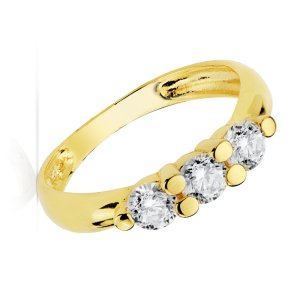 18K SOLITARIO TRESILLO ORO AMARILLO CON 3 CIRCONITAS DE 4 MM EN GARRAS