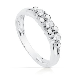 18K SOLITARIO TRESILLO ORO BLANCO CON 3 CIRCONITAS DE 4 MM EN GARRAS