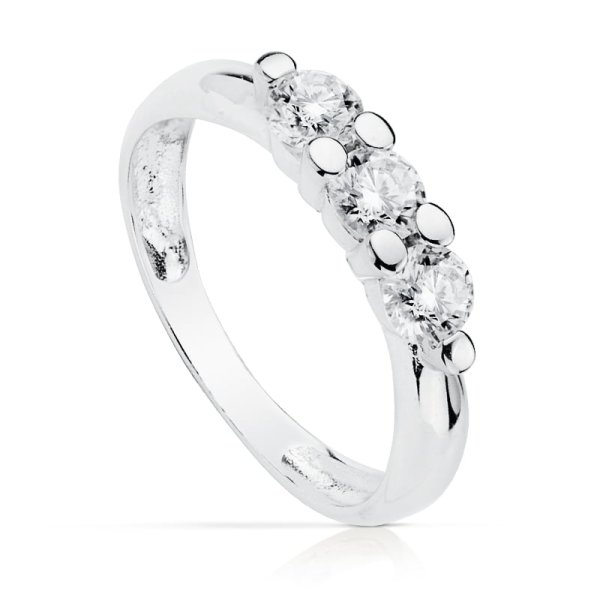 18K SOLITARIO TRESILLO ORO BLANCO CON 3 CIRCONITAS DE 4 MM EN GARRAS