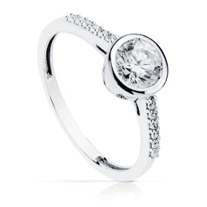 18K SOLITARIO ORO BLANCO CON CIRCONITAS Y CIRCONITA CENTRAL DE 5.5 MM