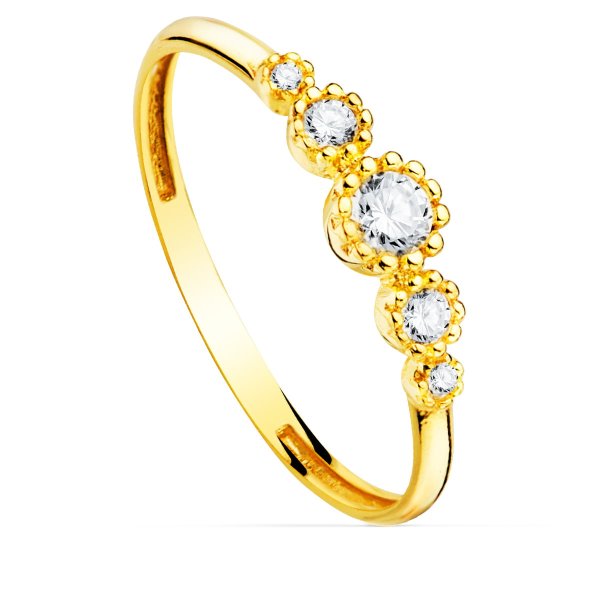 18K SORTIJA ORO AMARILLO CIRCONITAS BOCEL CENTRAL 4 MM ANCHO CUERPO 2 MM