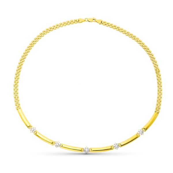 18K GARGANTILLA ORO AMARILLO PANTER CON CIRCONITAS 45CM 7 MM