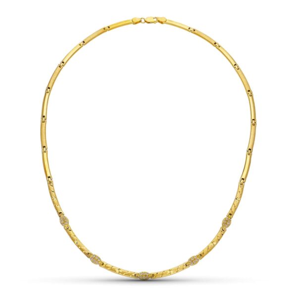 18K GARGANTILLA ORO AMARILLO TRAMOS MATE BRILLO 45 CM