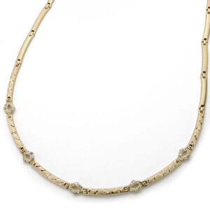 18K GARGANTILLA ORO AMARILLO CIRCONITAS 45 CM ANCHO 6 MM