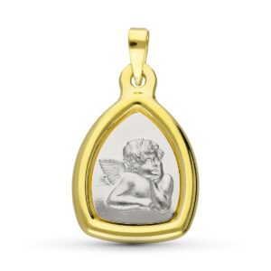 18K MEDALLA ORO BICOLOR ANGEL BURLON. 24X16 MM