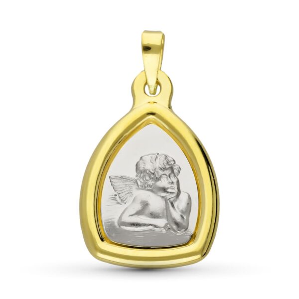 18K MEDALLA ORO BICOLOR ANGEL BURLON. 24X16 MM